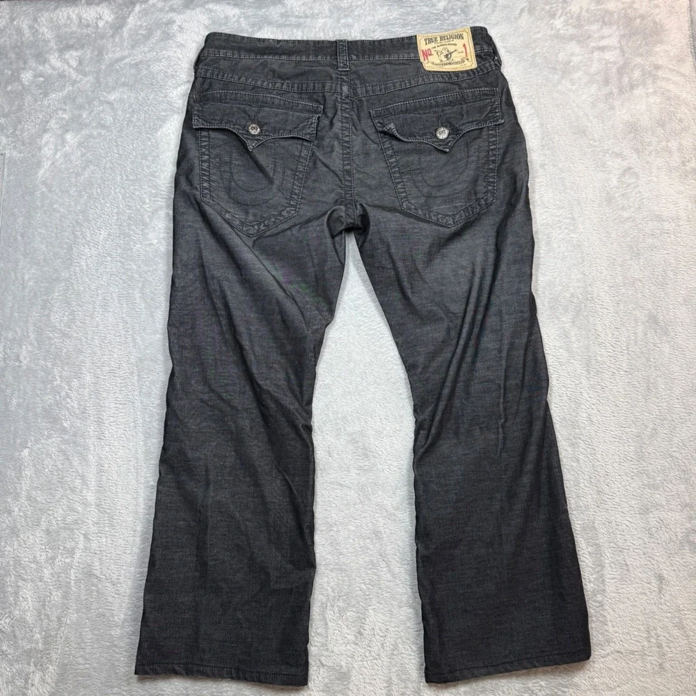 True Religion Ricky Corduroy Pants Mens 36 (Fits 38x27) Black Straight Y2K Wash